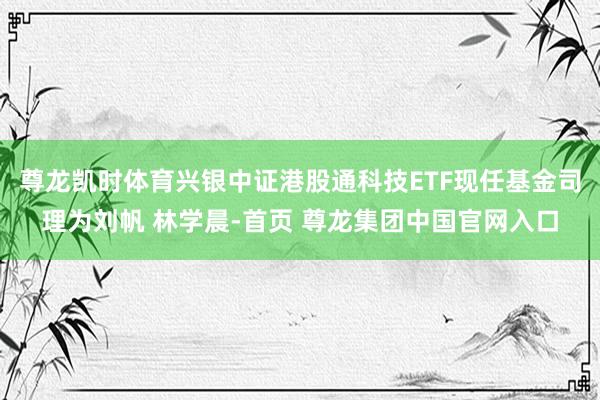 尊龙凯时体育兴银中证港股通科技ETF现任基金司理为刘帆 林学晨-首页 尊龙集团中国官网入口