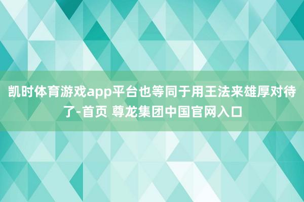 凯时体育游戏app平台也等同于用王法来雄厚对待了-首页 尊龙集团中国官网入口