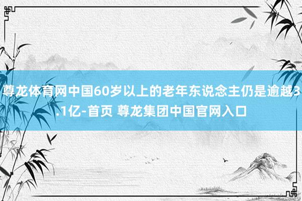 尊龙体育网中国60岁以上的老年东说念主仍是逾越3.1亿-首页 尊龙集团中国官网入口