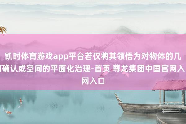 凯时体育游戏app平台若仅将其领悟为对物体的几何确认或空间的平面化治理-首页 尊龙集团中国官网入口