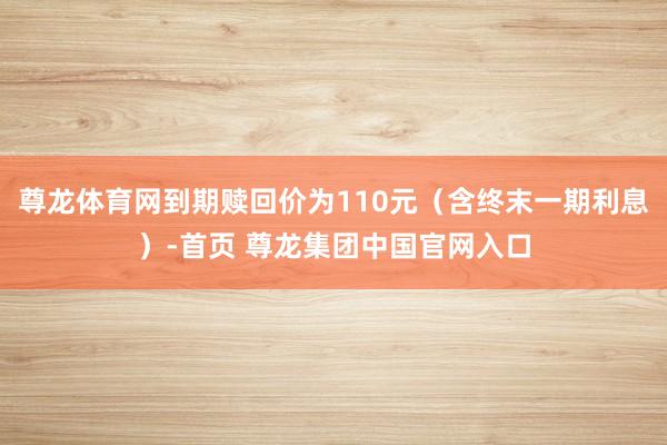尊龙体育网到期赎回价为110元（含终末一期利息）-首页 尊龙集团中国官网入口