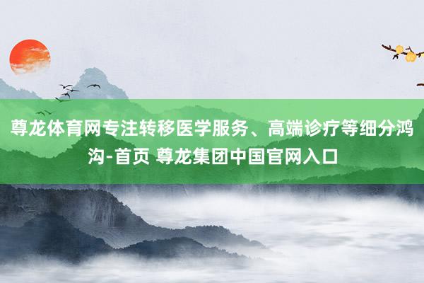 尊龙体育网专注转移医学服务、高端诊疗等细分鸿沟-首页 尊龙集团中国官网入口