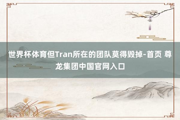 世界杯体育但Tran所在的团队莫得毁掉-首页 尊龙集团中国官网入口