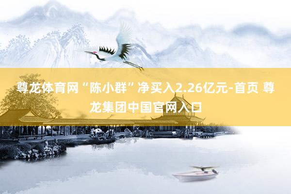 尊龙体育网“陈小群”净买入2.26亿元-首页 尊龙集团中国官网入口