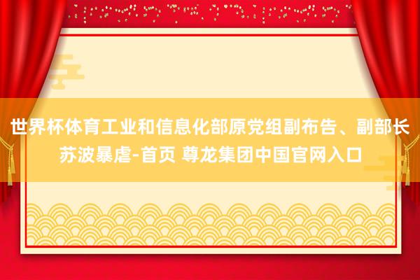 世界杯体育工业和信息化部原党组副布告、副部长苏波暴虐-首页 尊龙集团中国官网入口